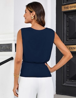 Foto 3 | Blusa Grace Karin Para Mujer, Elegante, Sin Mangas, Cuello Redondo, Azul Marino, Talla M - Venta Internacional.