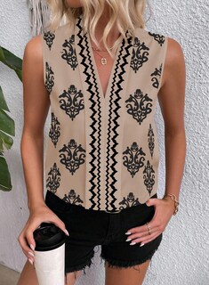Foto 2 | Camiseta Sin Mangas Blencot Para Mujer Con Estampado Floral De Chifón, Color Caqui, Talla Xl - Venta Internacional.