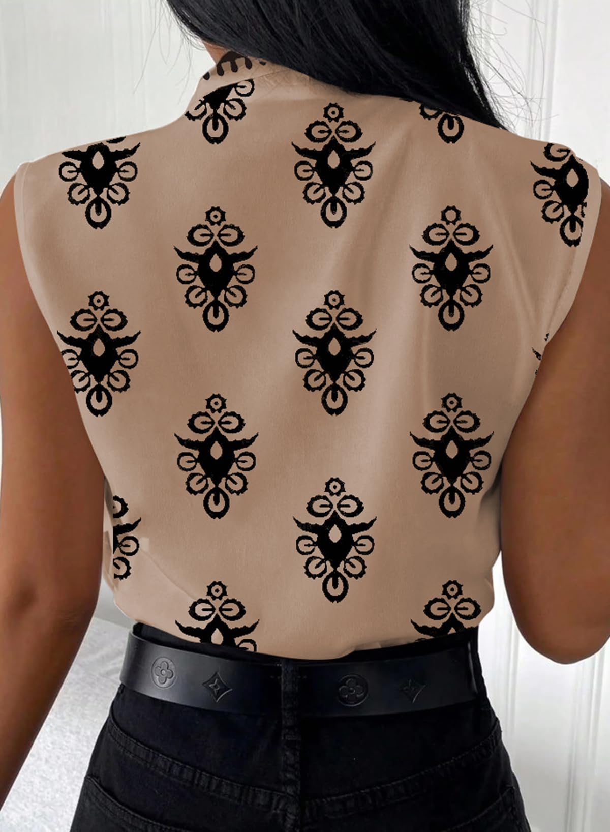 Foto 4 pulgar | Camiseta Sin Mangas Blencot Para Mujer Con Estampado Floral De Chifón, Color Caqui, Talla Xl - Venta Internacional.