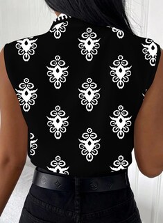 Foto 3 | Camiseta Sin Mangas Blencot De Chifón Con Cuello En V Y Estampado Floral Para Mujer, Color Negro - Venta Internacional.