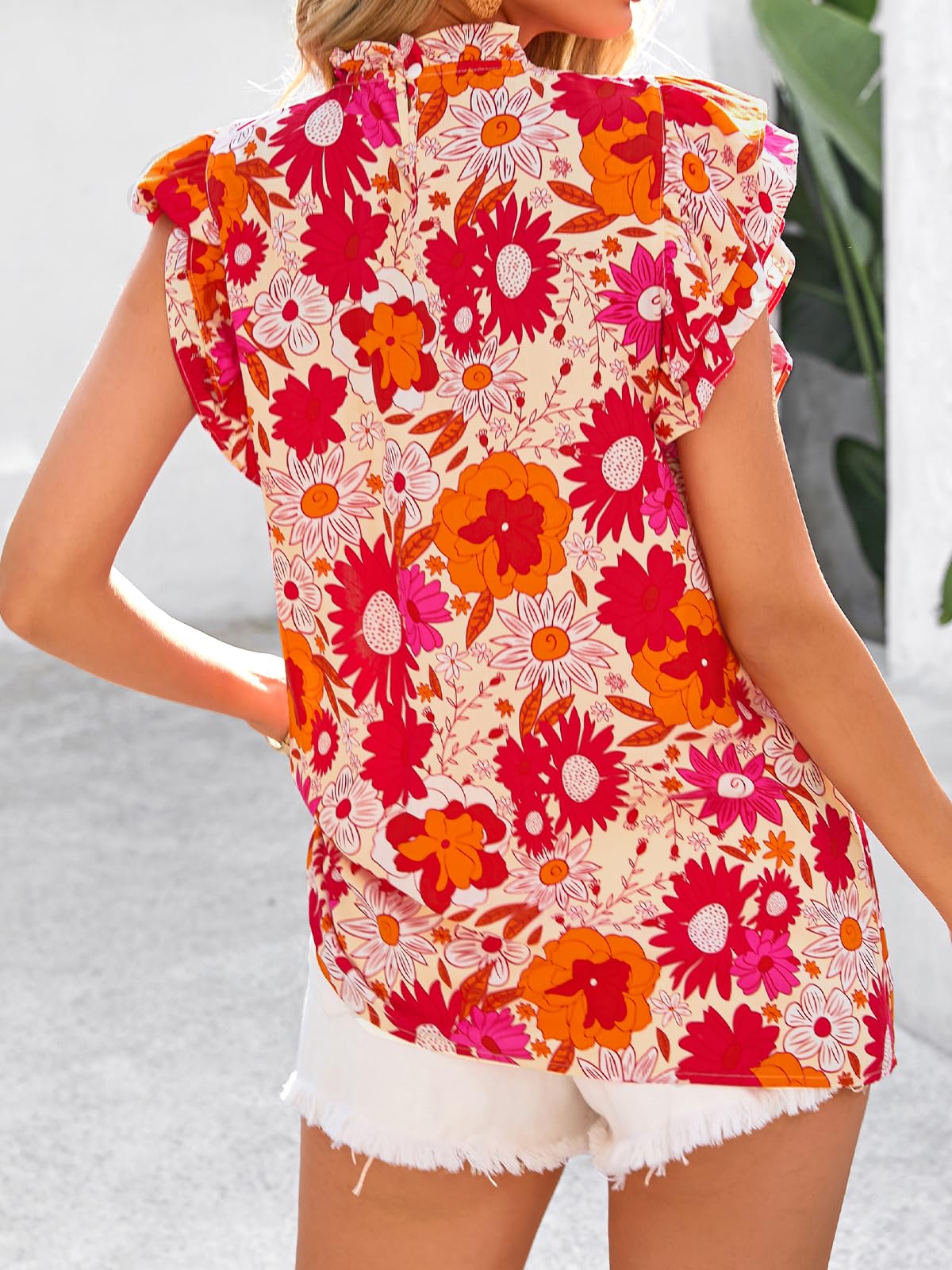 Foto 4 | Blusa Prettygarden De Chifón De Manga Corta Con Volantes Para Mujer - Venta Internacional.
