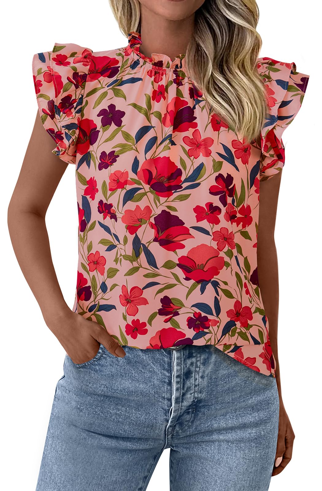 Blusa Prettygarden Para Mujer, Manga Corta, Manga Corta, Chifón, Roja - Venta Internacional.