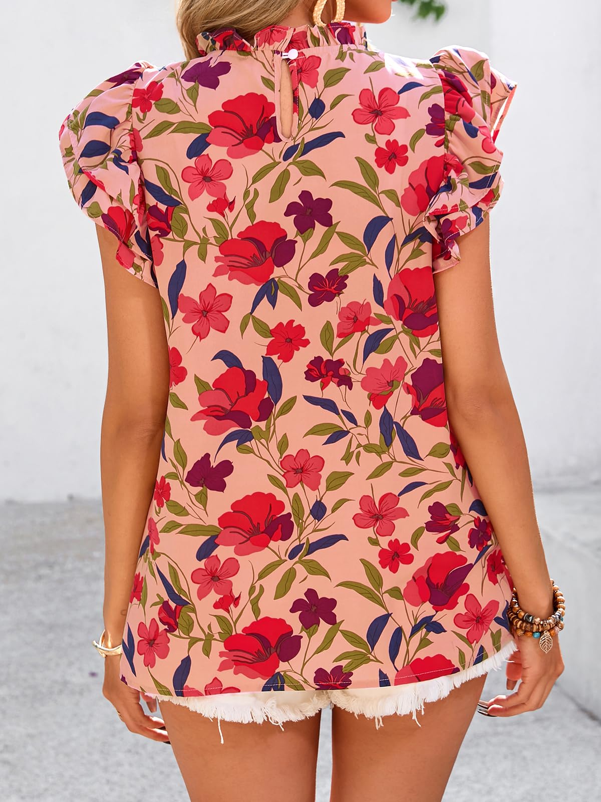 Foto 5 pulgar | Blusa Prettygarden Para Mujer, Manga Corta, Manga Corta, Chifón, Roja - Venta Internacional.