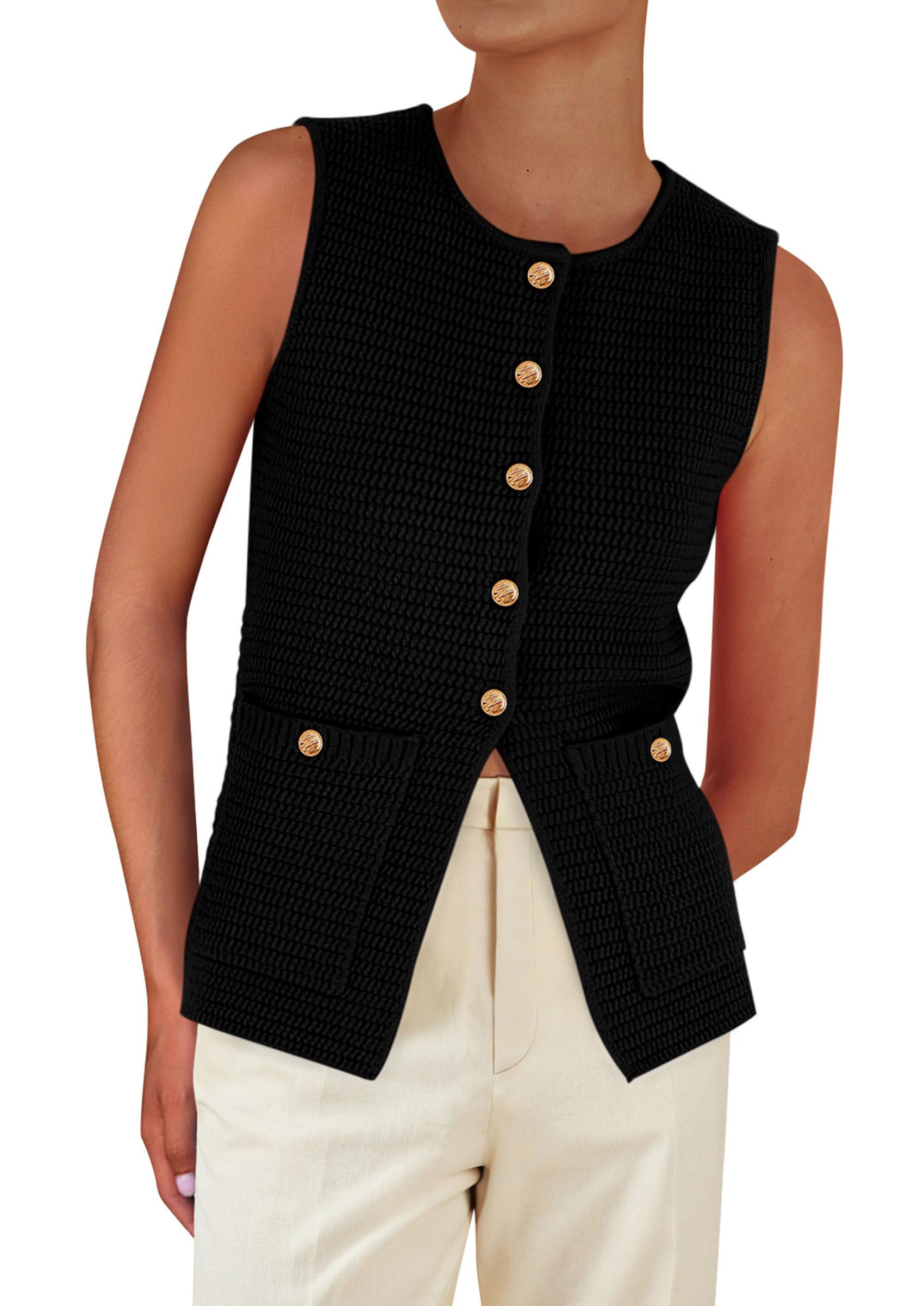 Foto 2 pulgar | Chaleco Tipo Suéter Prettygarden Para Mujer, Verano 2025, Negro, Talla S - Venta Internacional.