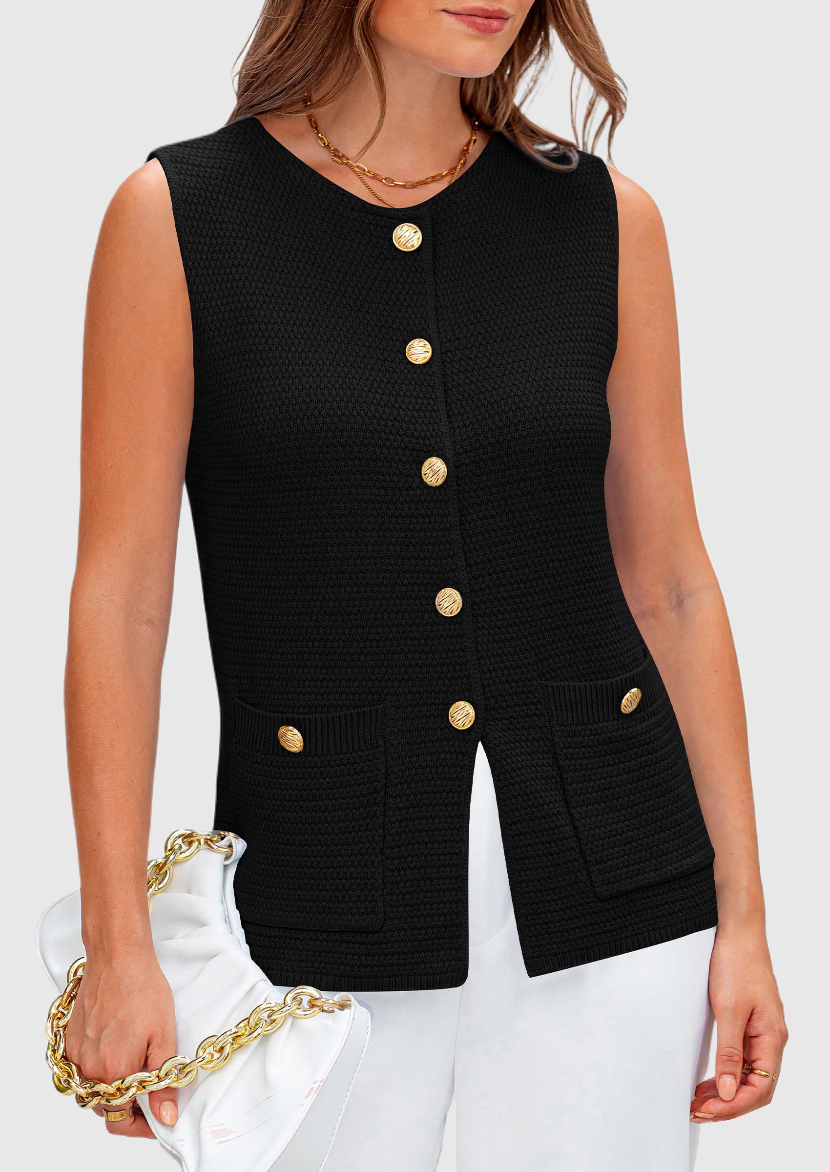 Foto 5 pulgar | Chaleco Tipo Suéter Prettygarden Para Mujer, Verano 2025, Negro, Talla S - Venta Internacional.