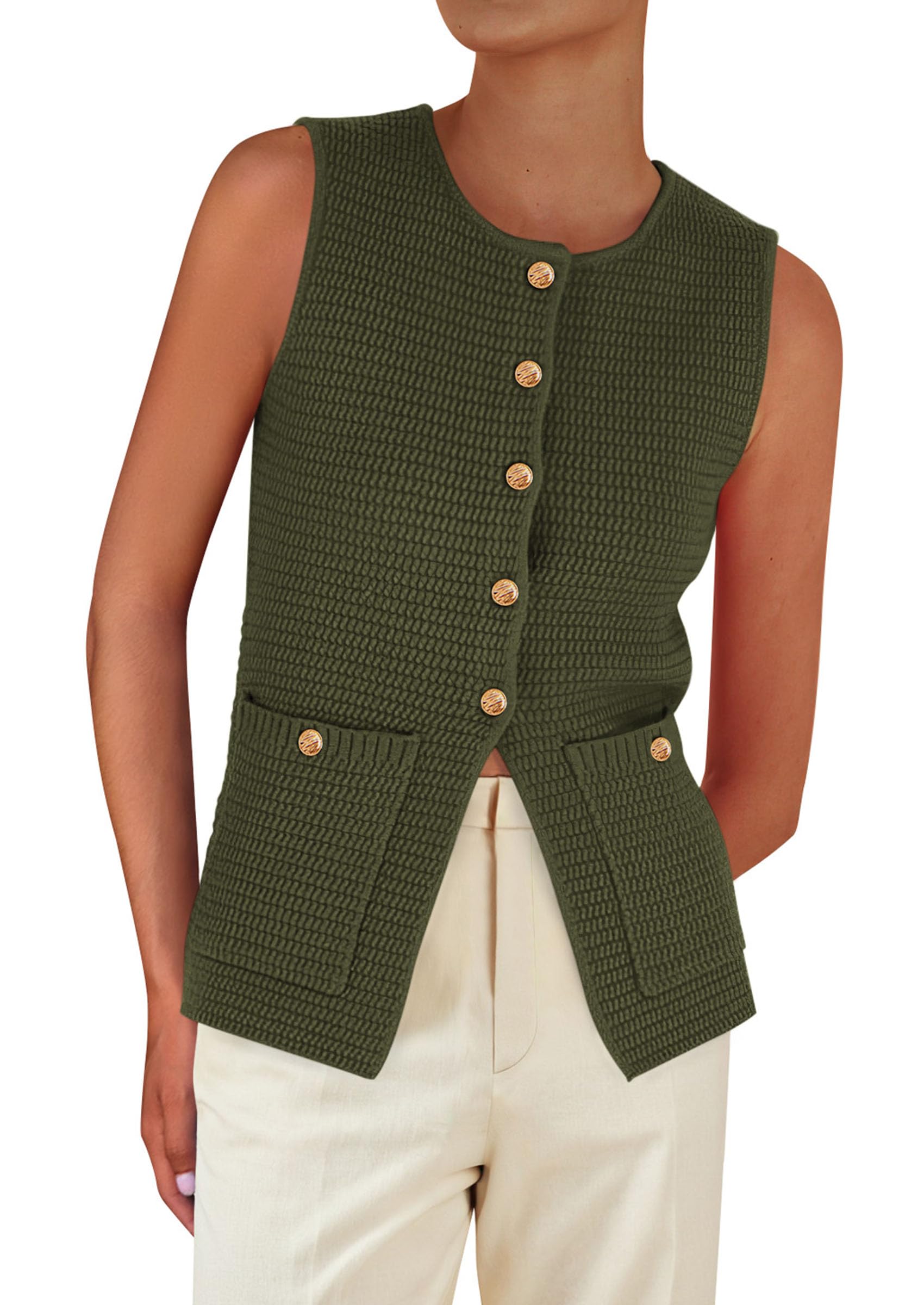Foto 2 pulgar | Chaleco Tipo Suéter Prettygarden Para Mujer 2025, Verde, Talla Xl - Venta Internacional.