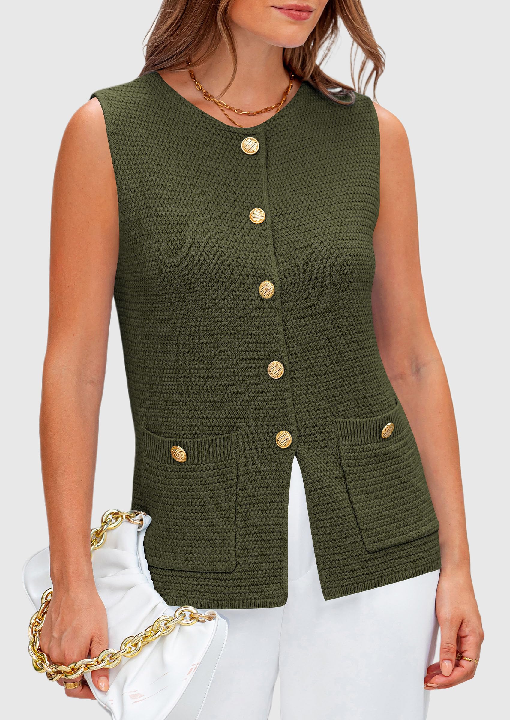 Foto 5 pulgar | Chaleco Tipo Suéter Prettygarden Para Mujer 2025, Verde, Talla Xl - Venta Internacional.