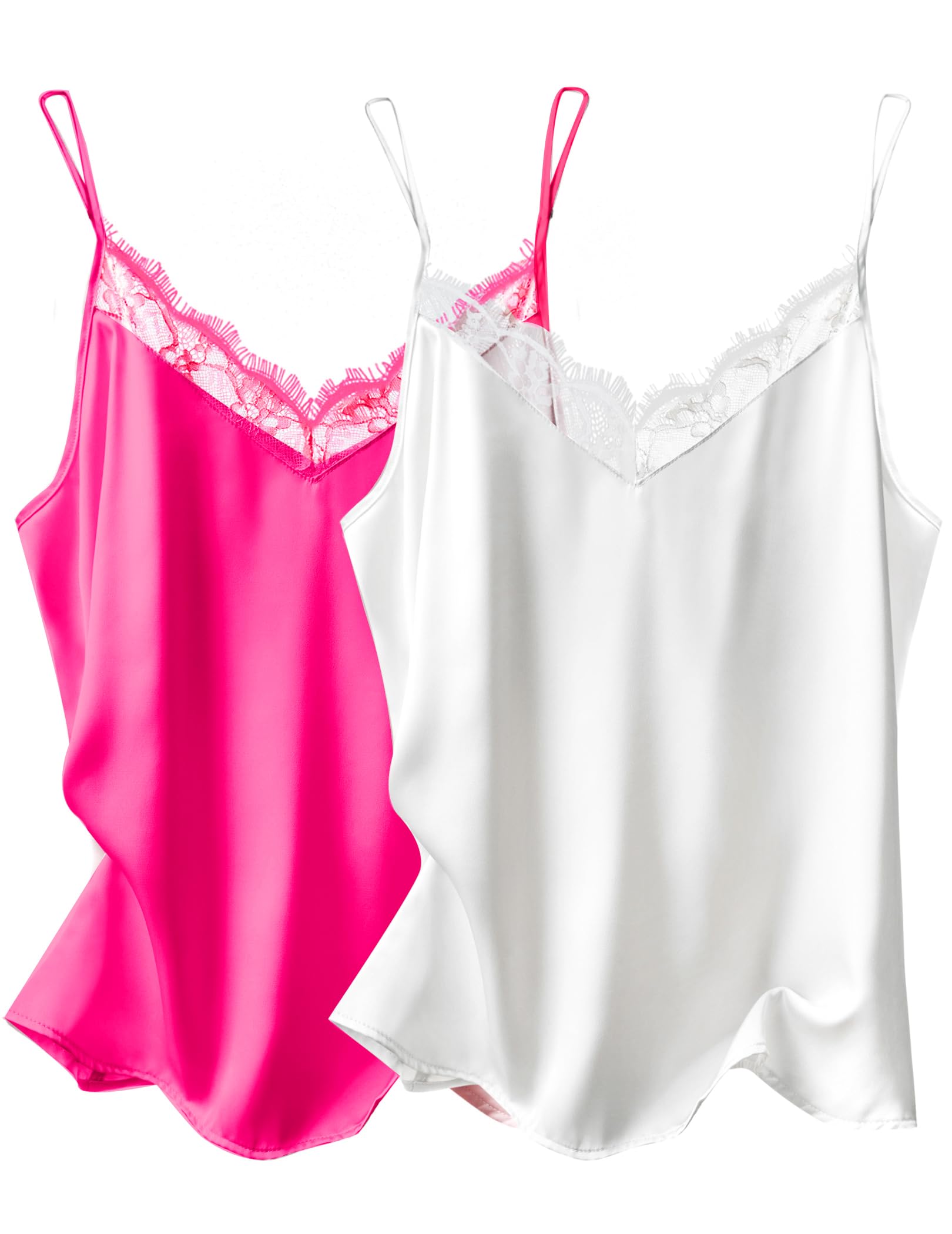 Foto 2 pulgar | Cami Top Ekouaer Para Mujer, Satén De Seda, Cuello En V Y Correa Fina - Venta Internacional.