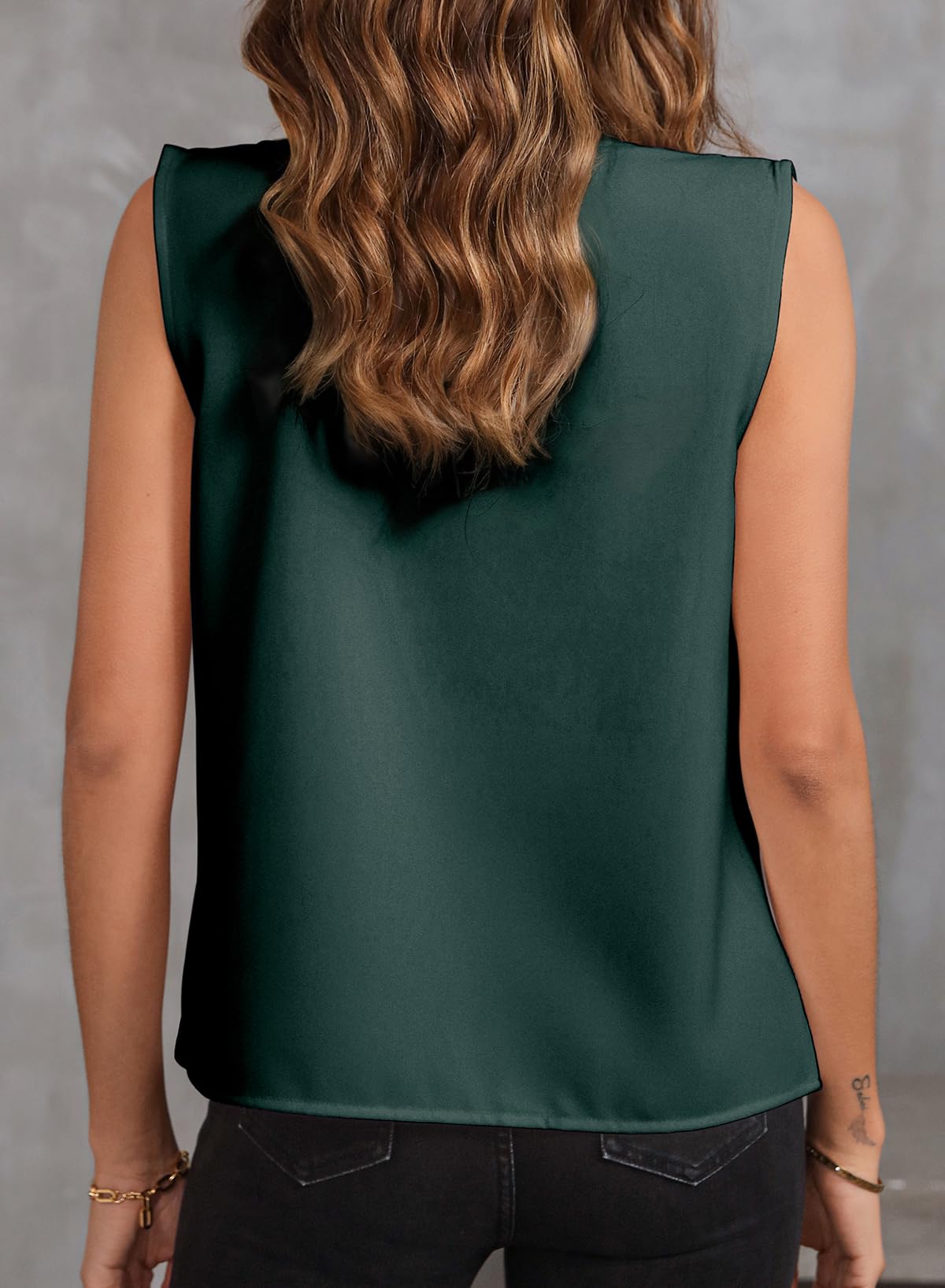 Foto 5 pulgar | Camiseta Sin Mangas Evaless Trendy 2025 Con Cuello En V Plisado Para Mujer - Venta Internacional.