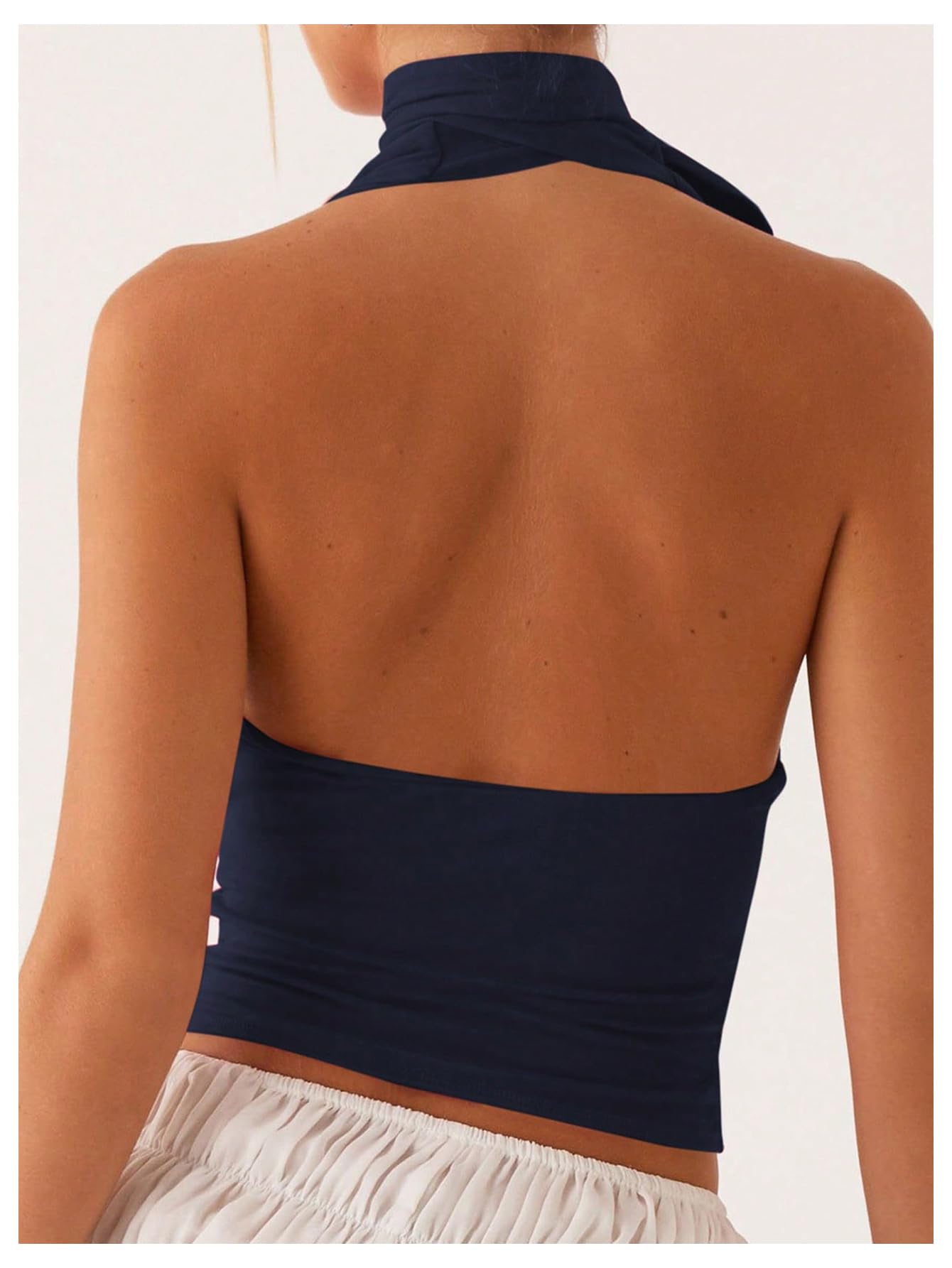 Foto 3 pulgar | Bufanda Halter  Top Corto Soly Hux Para Mujer  Cuello En V Profundo  Azul - Venta Internacional.