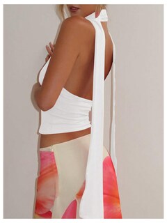 Foto 2 | Bufanda Halter Top Corto Soly Hux Para Mujer Cuello En V Profundo Blanco - Venta Internacional.