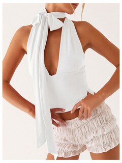 Foto 5 | Bufanda Halter Top Corto Soly Hux Para Mujer Cuello En V Profundo Blanco - Venta Internacional.
