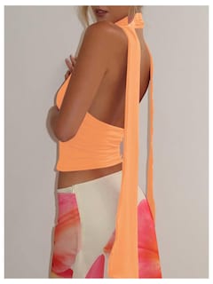 Foto 2 | Bufanda Halter Top Corto Soly Hux Para Mujer Naranja Talla L - Venta Internacional.