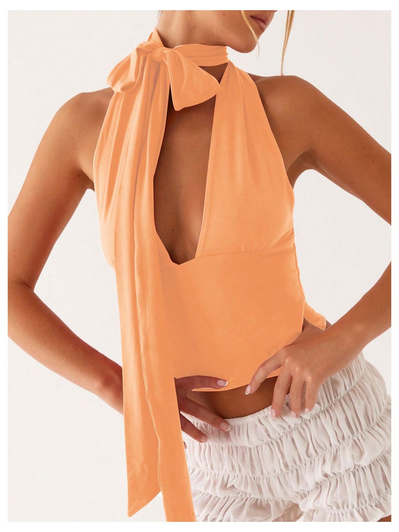 Foto 5 | Bufanda Halter  Top Corto Soly Hux Para Mujer  Naranja  Talla L - Venta Internacional.