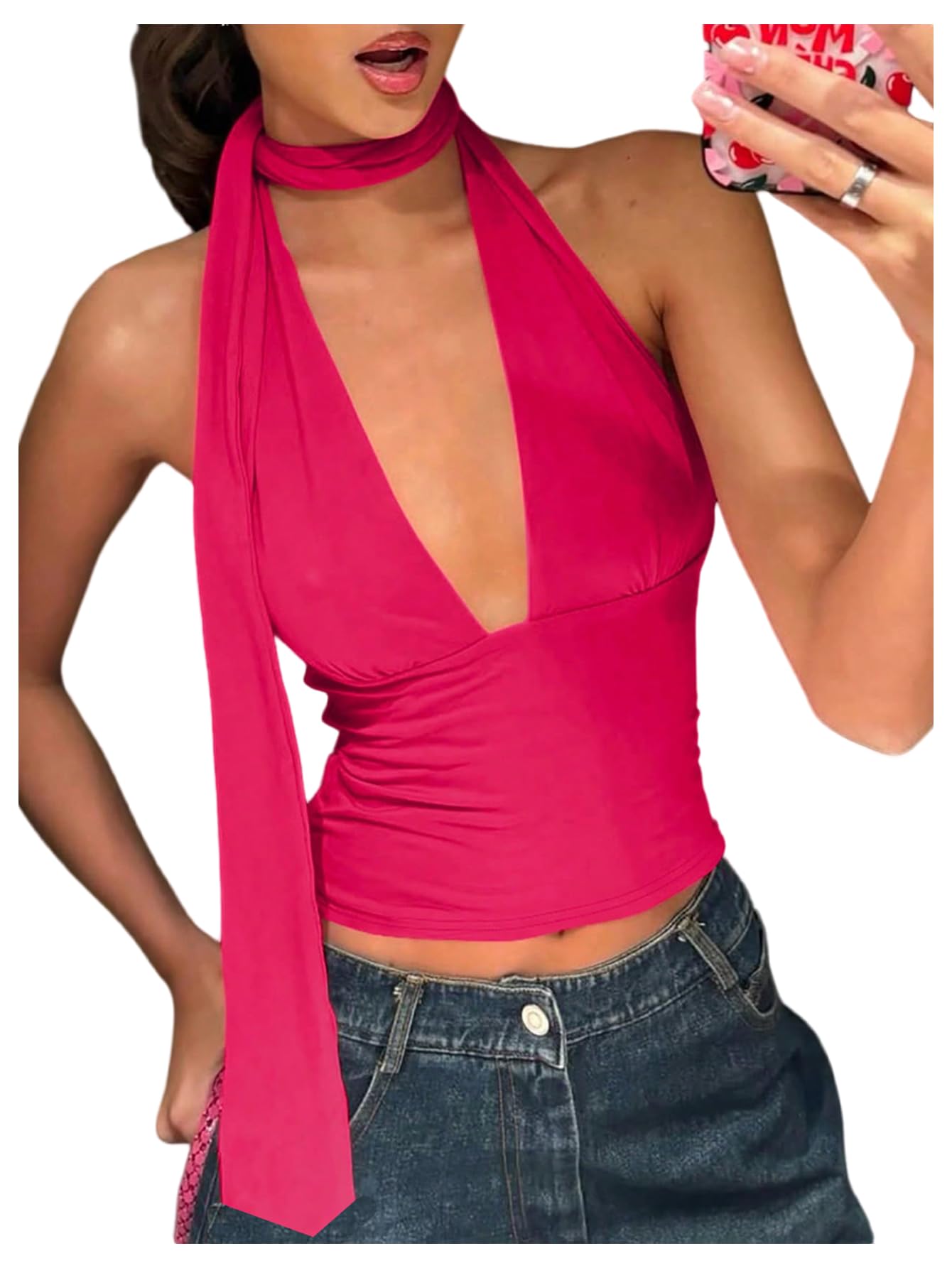 Foto 2 pulgar | Bufanda Halter Corta Soly Hux Para Mujer  Color Rosa Intenso  Talla L - Venta Internacional.
