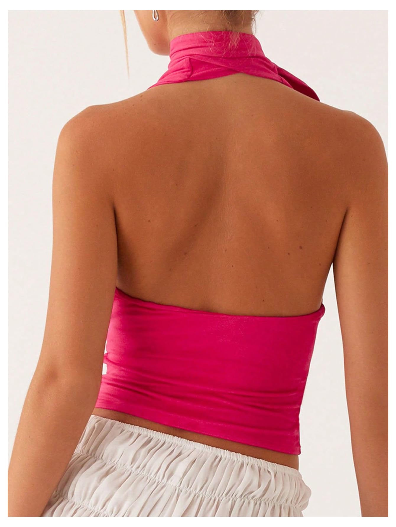 Foto 3 pulgar | Bufanda Halter Corta Soly Hux Para Mujer  Color Rosa Intenso  Talla L - Venta Internacional.