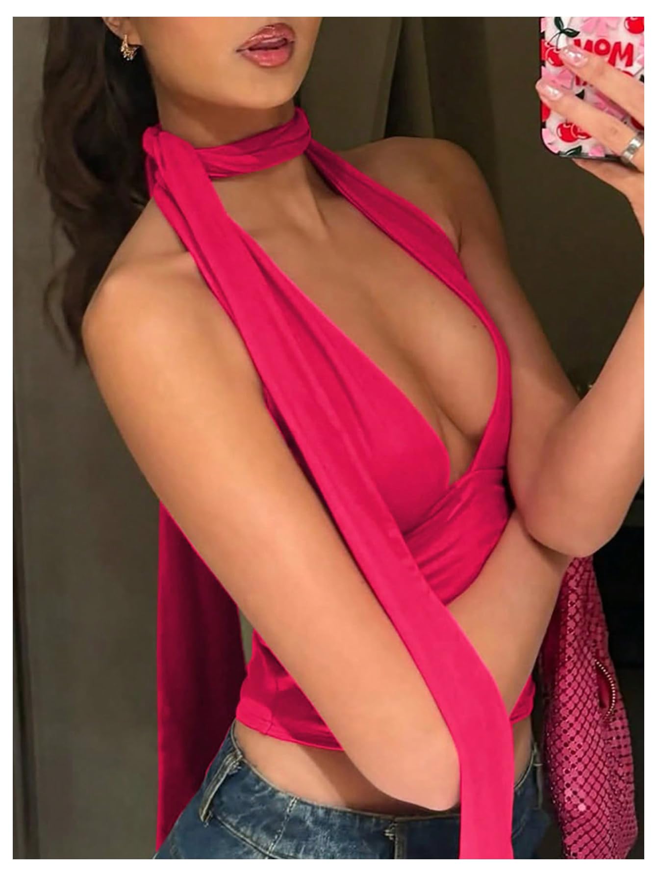 Foto 4 pulgar | Bufanda Halter Corta Soly Hux Para Mujer  Color Rosa Intenso  Talla L - Venta Internacional.