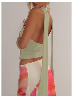 Foto 2 | Bufanda Halter Top Corto Soly Hux Para Mujer Cuello En V Profundo Verde - Venta Internacional.