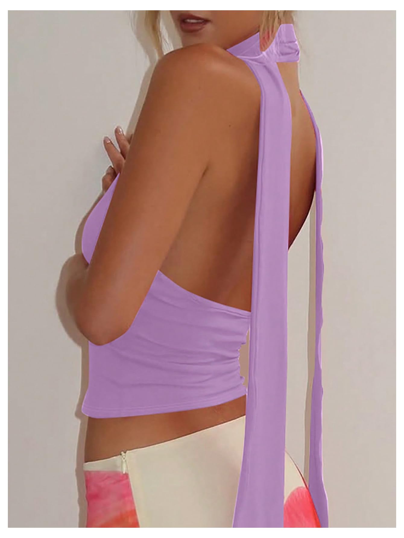 Foto 3 pulgar | Bufanda Halter  Top Corto Soly Hux Para Mujer  Color Morado  Talla M - Venta Internacional.