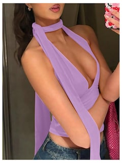Foto 3 | Bufanda Halter Top Corto Soly Hux Para Mujer Color Morado Talla M - Venta Internacional.