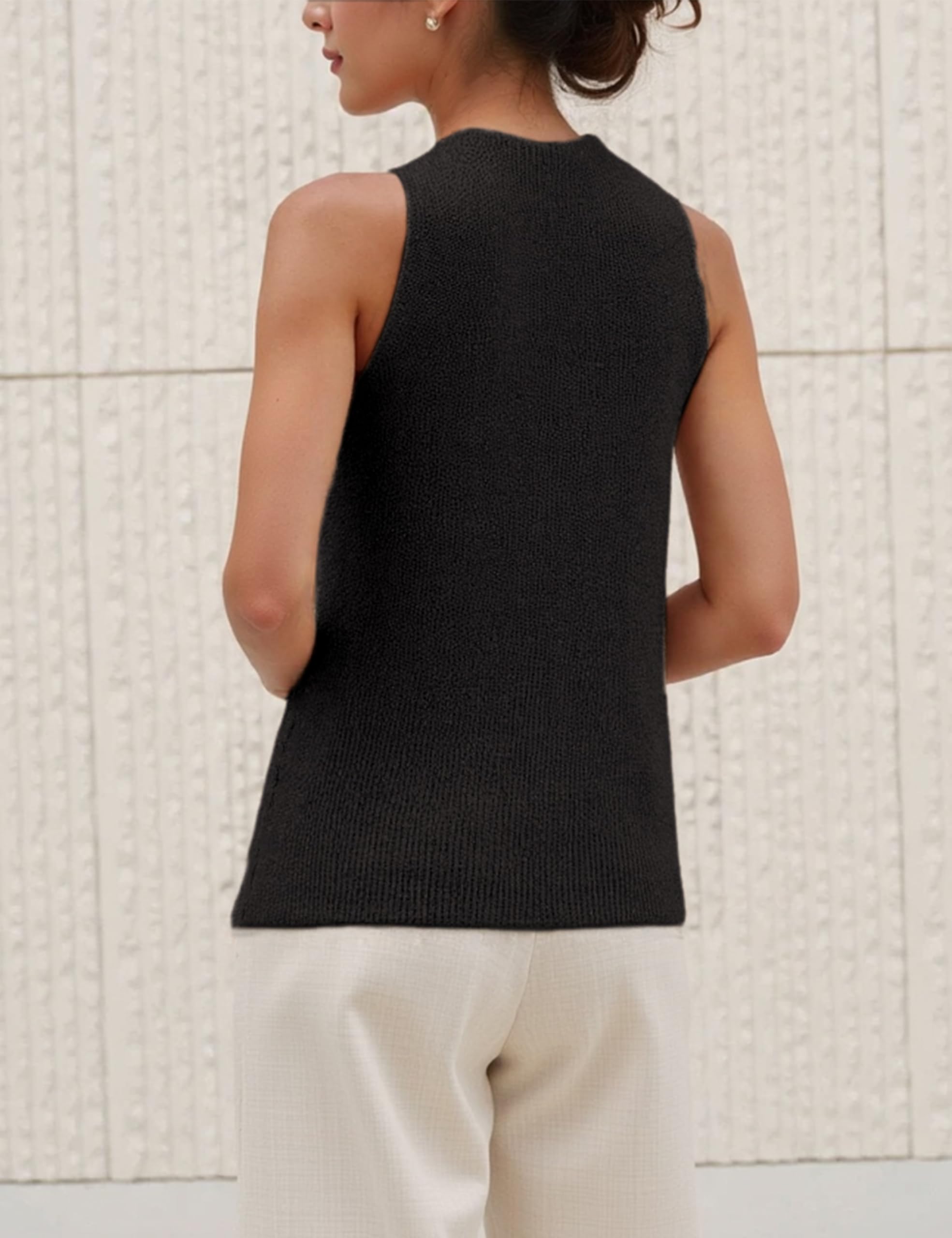 Foto 4 pulgar | Blusa Yeokou De Punto Con Cuello Cruzado Para Mujer  Color Negro - Venta Internacional.