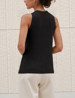 Foto 3 | Blusa Yeokou De Punto Con Cuello Cruzado Para Mujer Color Negro - Venta Internacional.