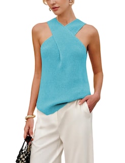 Foto 1 | Blusa Yeokou Para Mujer Cuello Cruzado Punto Azul Talla L - Venta Internacional.