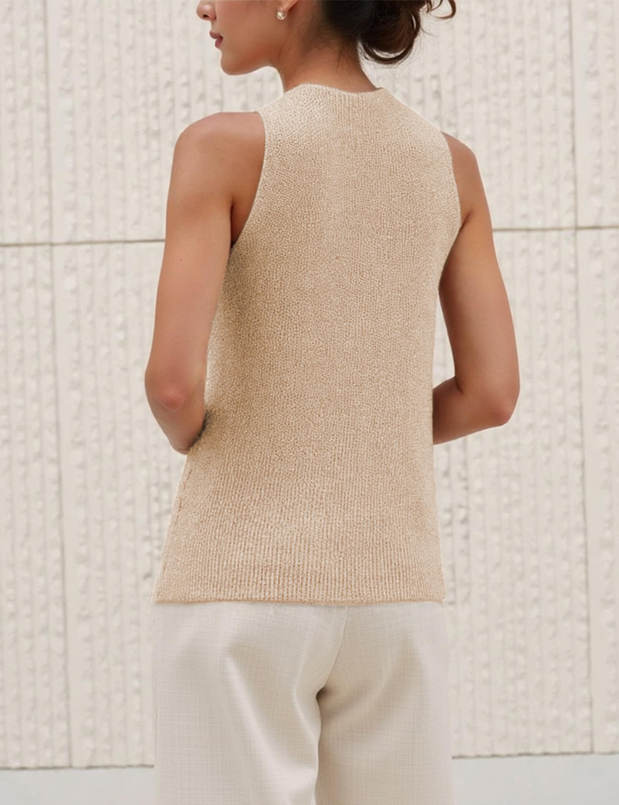 Foto 5 pulgar | Blusa Yeokou De Punto Con Cuello Cruzado Para Mujer  Color Caqui - Venta Internacional.