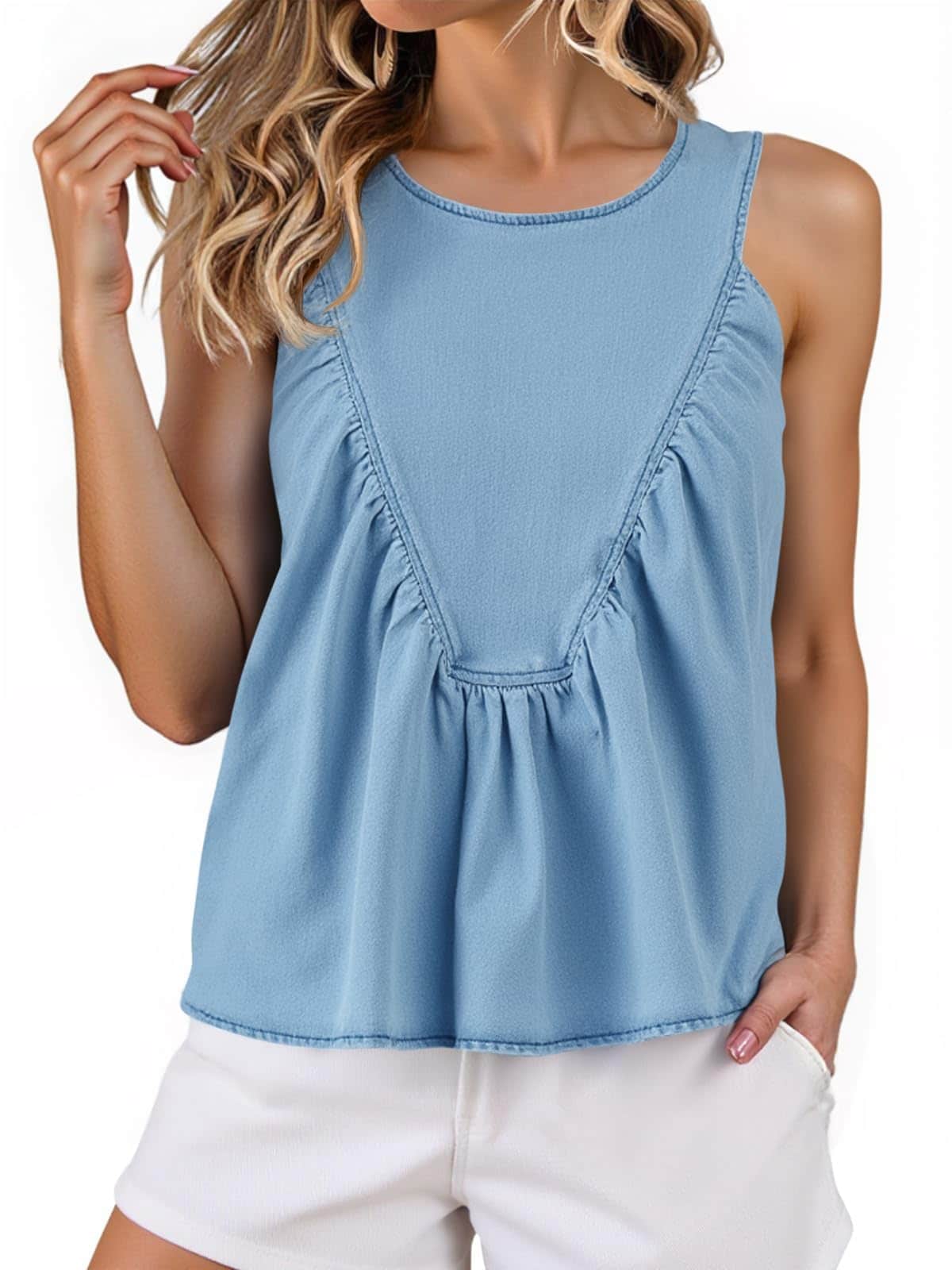 Camiseta Sin Mangas Cicky Bell Para Mujer Babydoll Peplum - Venta Internacional. $1,134