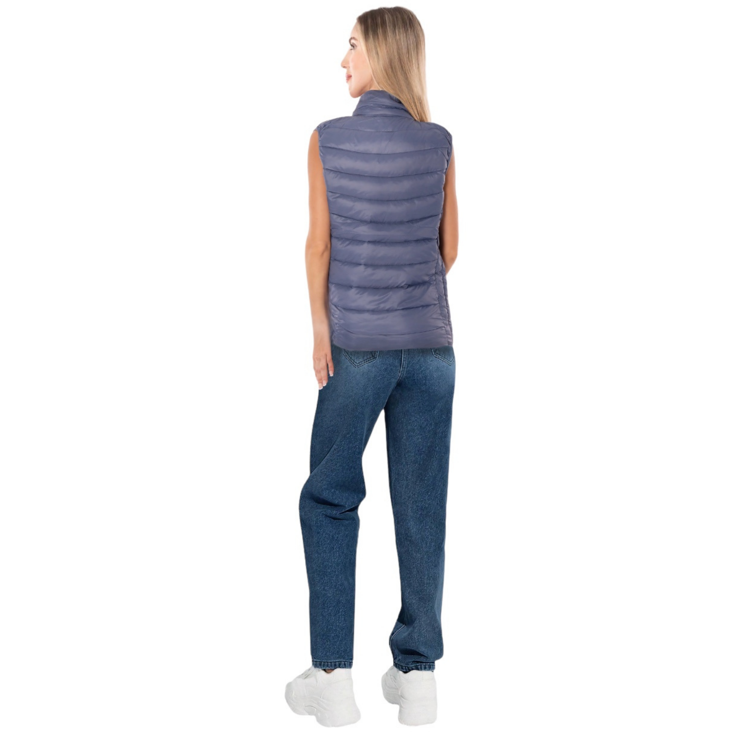 Foto 4 pulgar | Chaleco para Mujer Acolchonado Azul Claro Capitonado