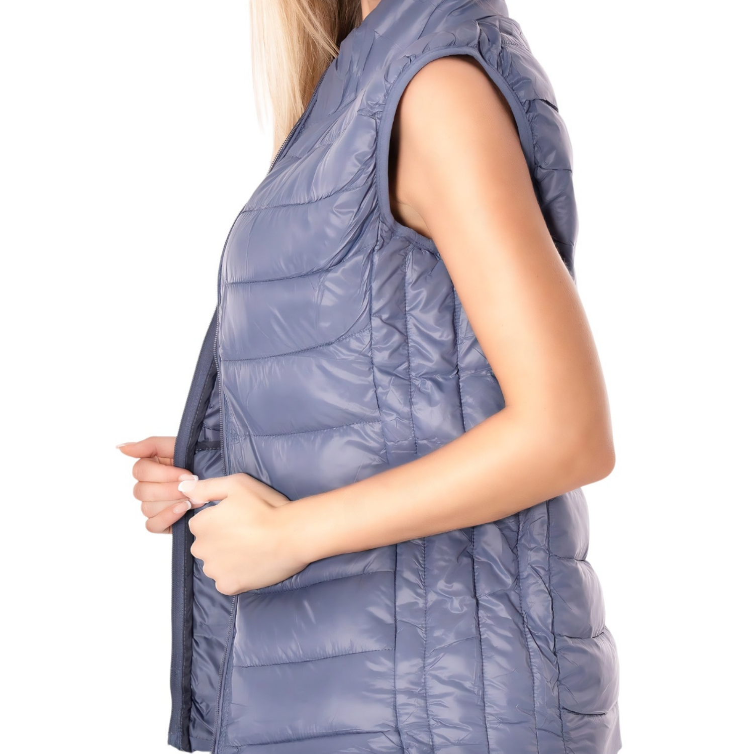 Foto 5 pulgar | Chaleco para Mujer Acolchonado Azul Claro Capitonado