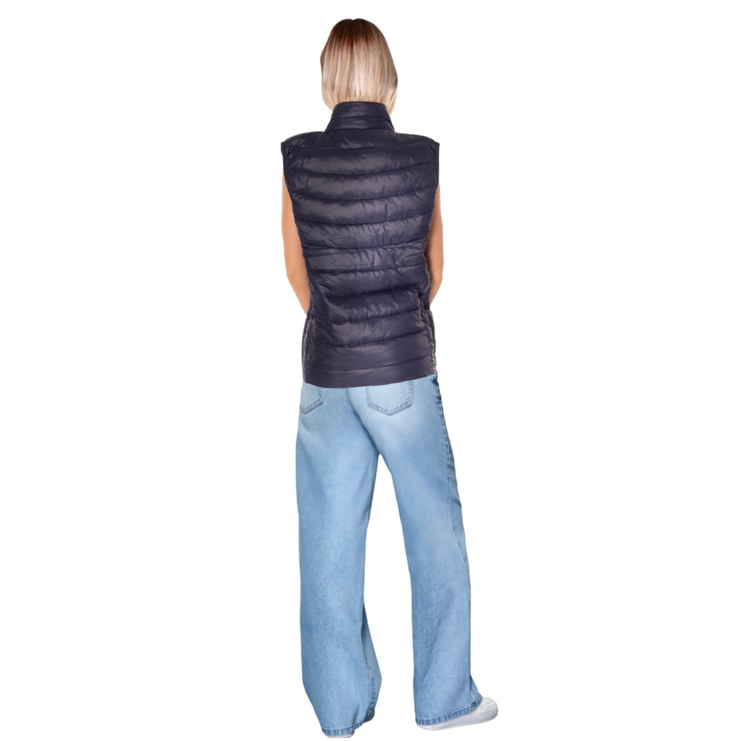 Foto 4 pulgar | Chaleco Acolchonado Azul Marino para Mujer