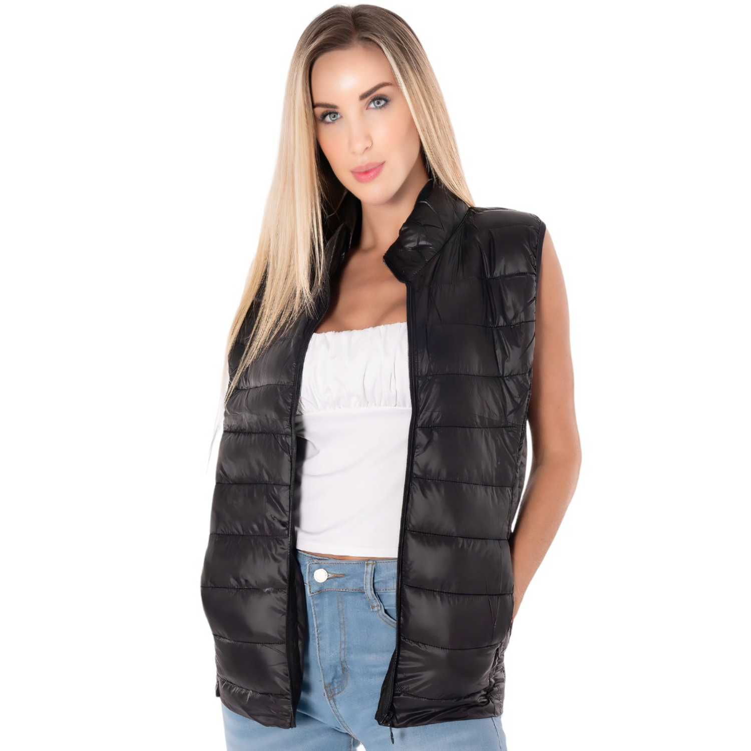 Foto 1 | Chaleco Capitonado Chal-1001 Negro para Mujer