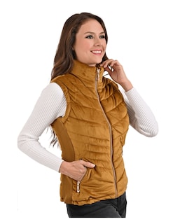 Foto 4 | Chaleco Afelpado Aterciopelado Para Mujer Tipo Velur Camel