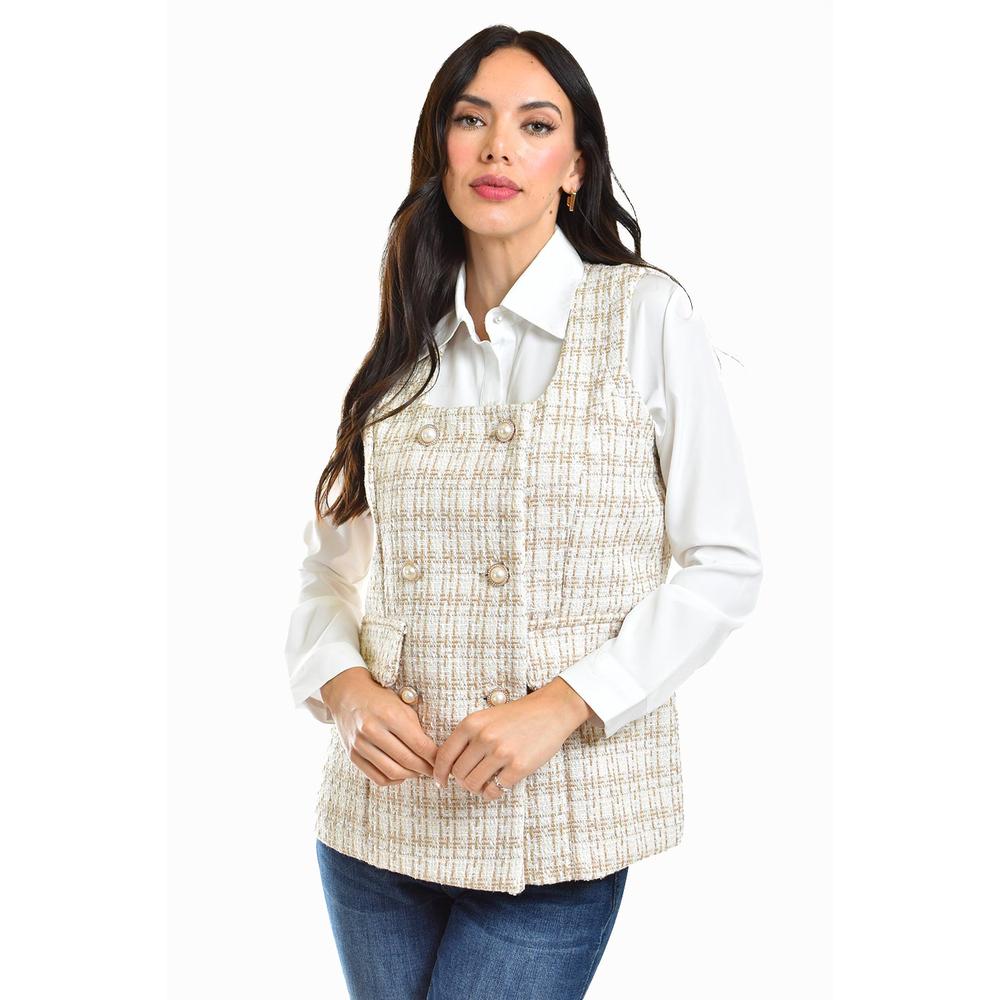 Foto 2 | Chaleco Tweed Roman Fashion /juvenil, 2435 (beige) Beige