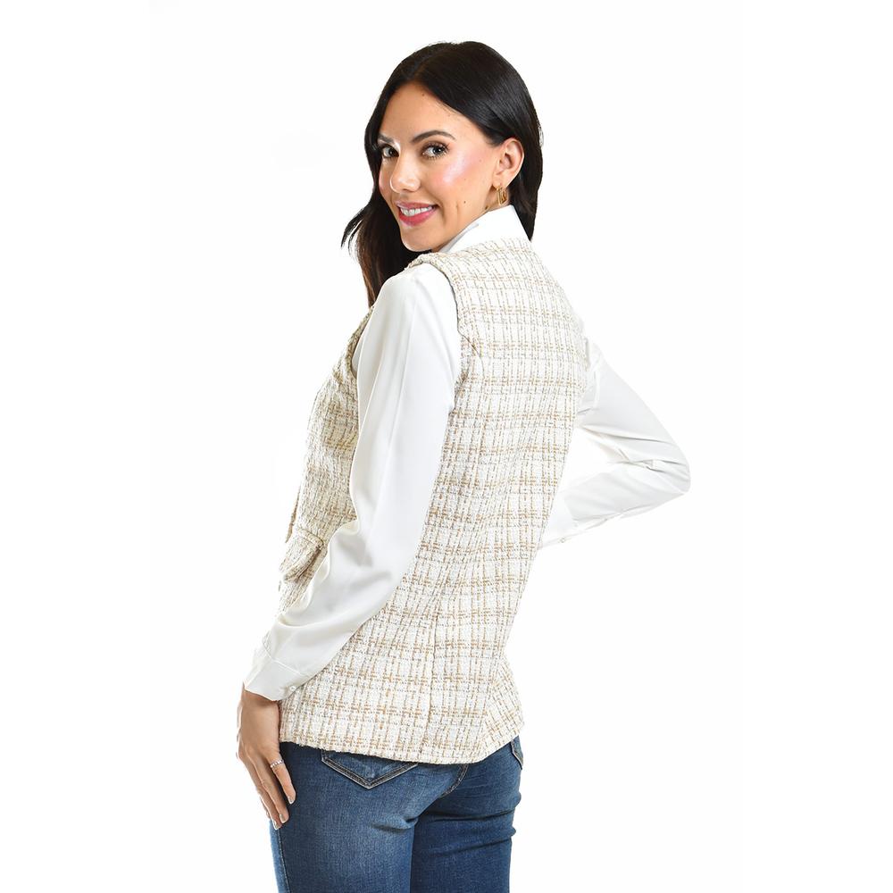 Foto 4 pulgar | Chaleco Tweed Roman Fashion /juvenil, 2435 (beige) Beige