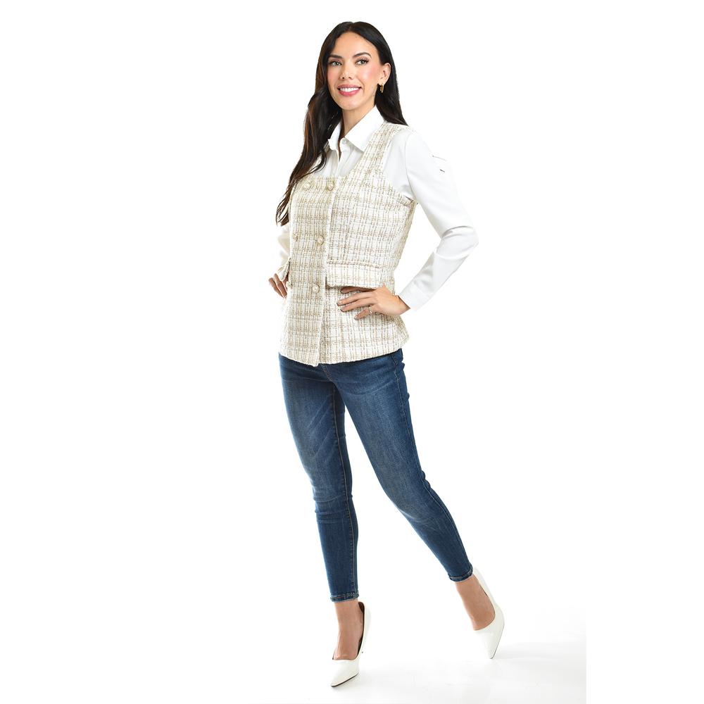 Foto 6 pulgar | Chaleco Tweed Roman Fashion /juvenil, 2435 (beige) Beige
