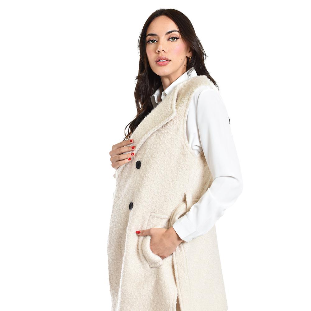 Foto 2 | Chaleco Teddy Con Cinto Roman Fashion /juvenil, 123 (hueso) Beige