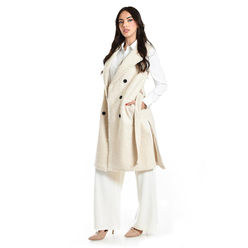 Foto 3 | Chaleco Teddy Con Cinto Roman Fashion /juvenil, 123 (hueso) Beige