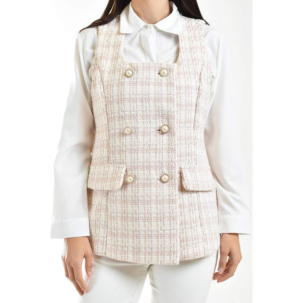 Foto 5 pulgar | Chaleco Tweed Roman Fashion /juvenil, 2435 (rosa) Rosa