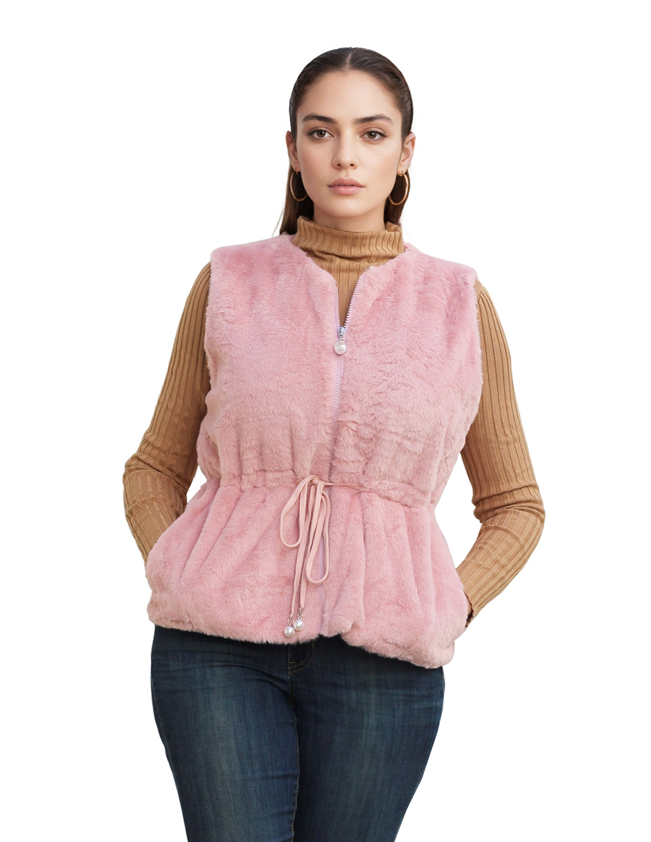 Foto 1 | Chaleco Casual De Peluche Bomy Para Mujer Color Blanco