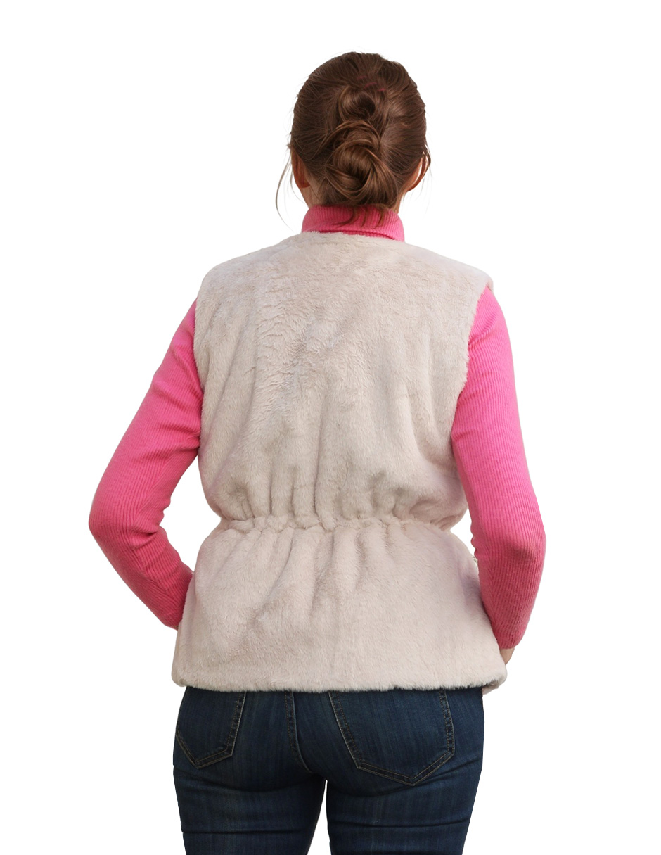 Foto 2 | Chaleco Casual De Peluche Bomy Para Mujer Color Blanco