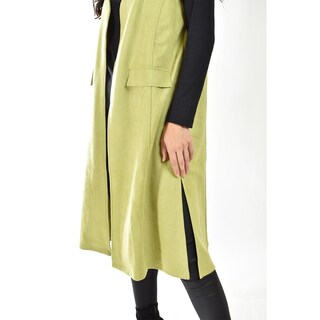 Foto 4 | Chaleco Largo Tipo Gamuza Roman Fashion /juvenil, 3905 (verde Lima) Verde Lima