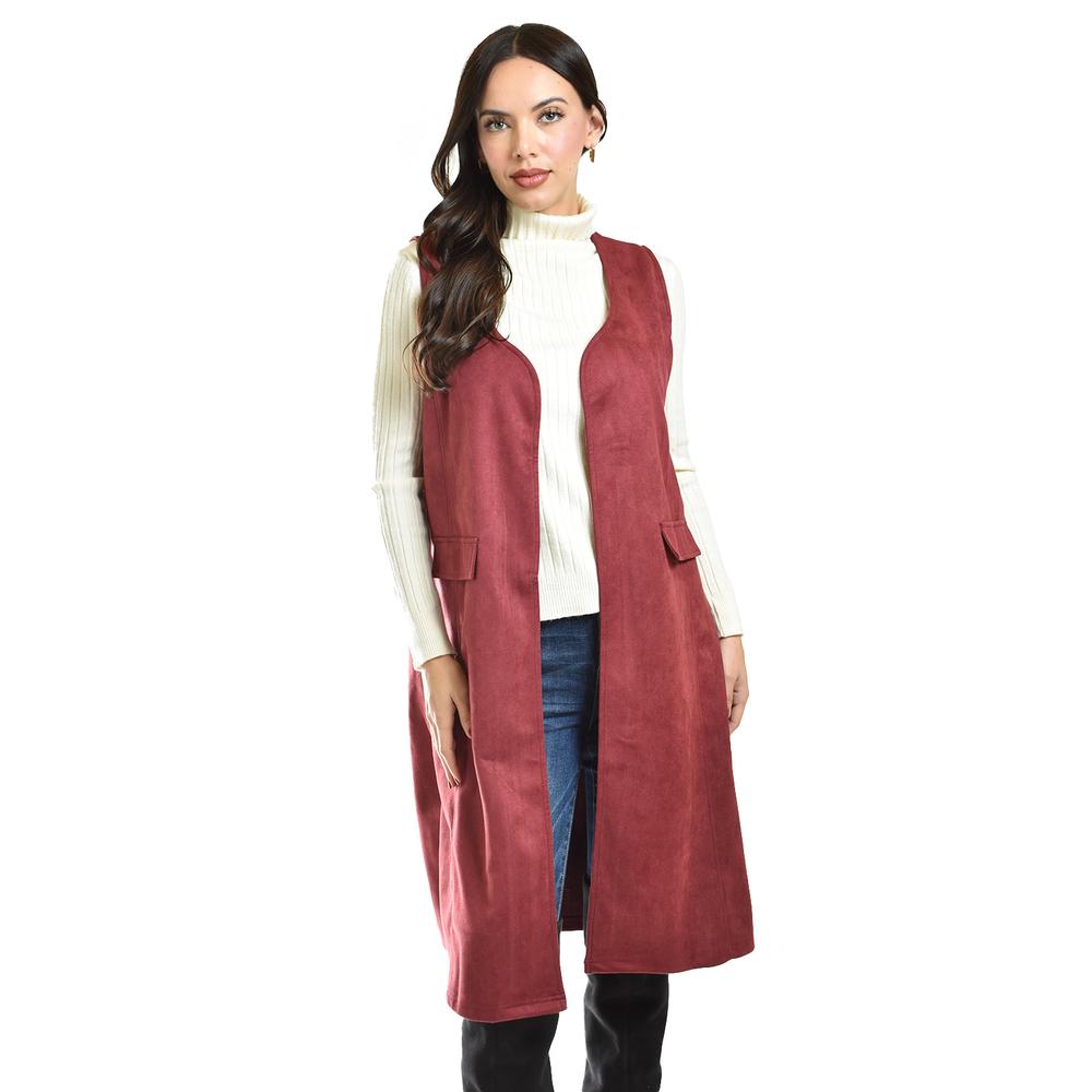 Chaleco Largo Tipo Gamuza Roman Fashion Juvenil 3905 Vino