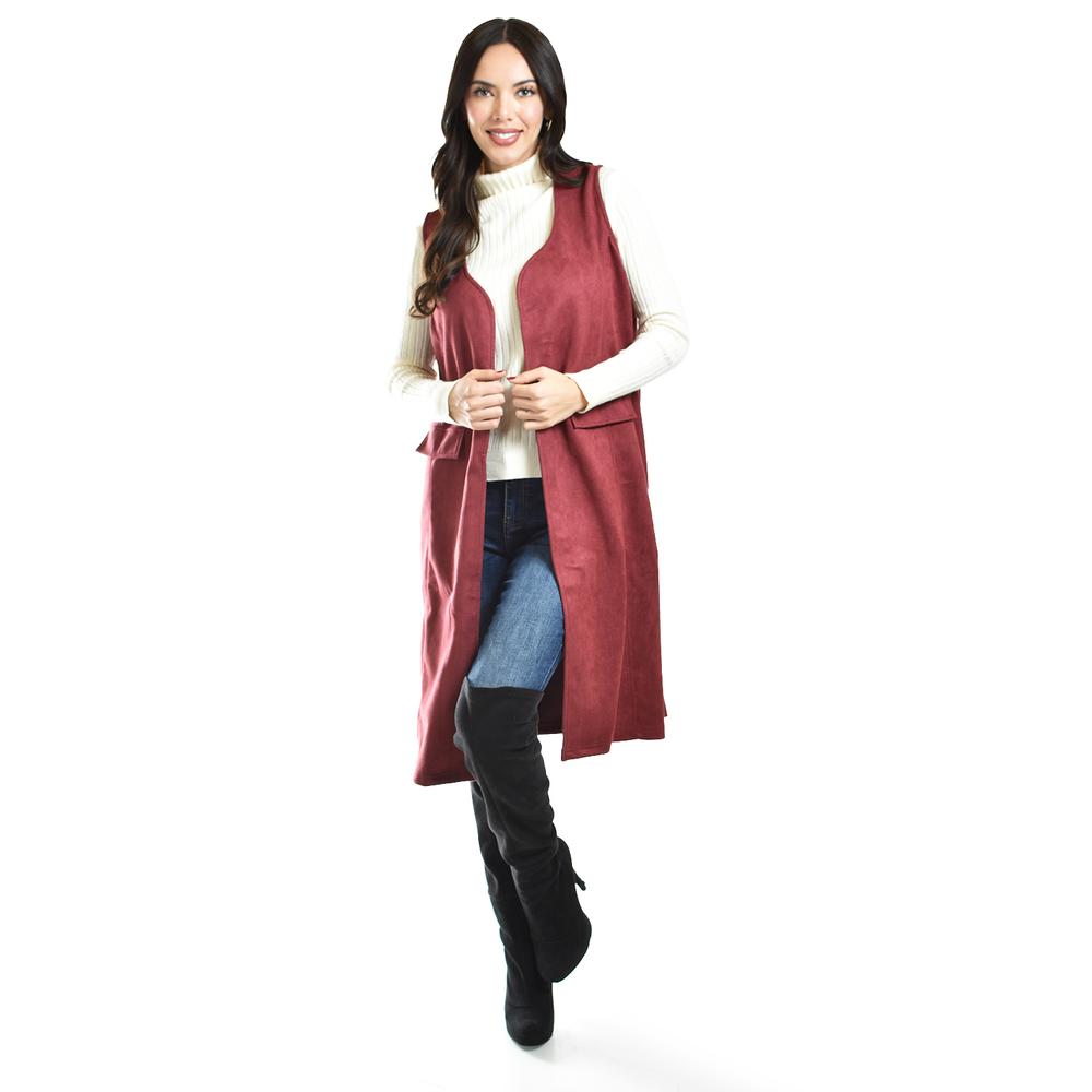 Foto 5 | Chaleco Largo Tipo Gamuza Roman Fashion Juvenil 3905 Vino