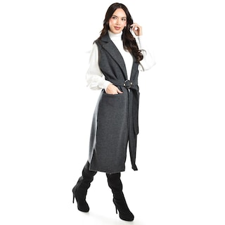 Foto 2 | Chaleco Largo Con Textura Roman Fashion /juvenil, 2056 (gris Obscuro) Gris