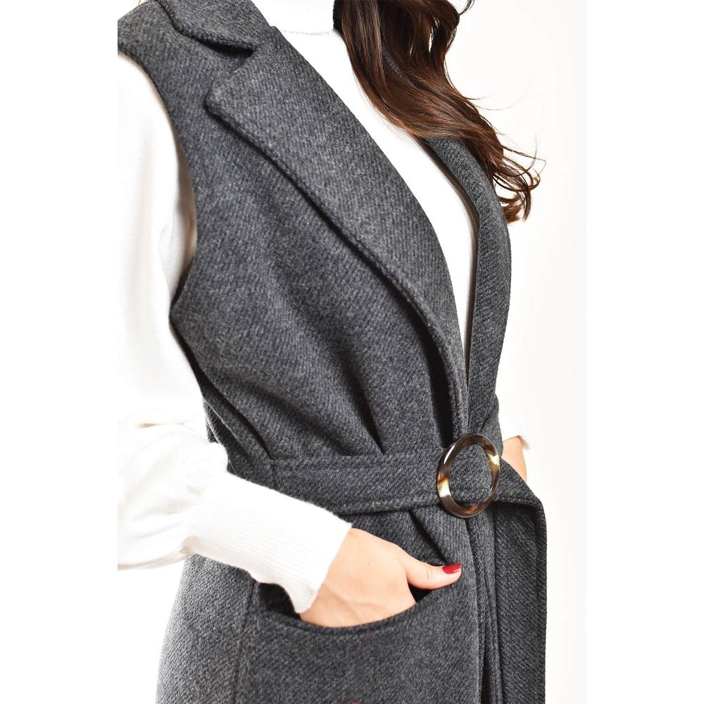Foto 4 | Chaleco Largo Con Textura Roman Fashion /juvenil, 2056 (gris Obscuro) Gris