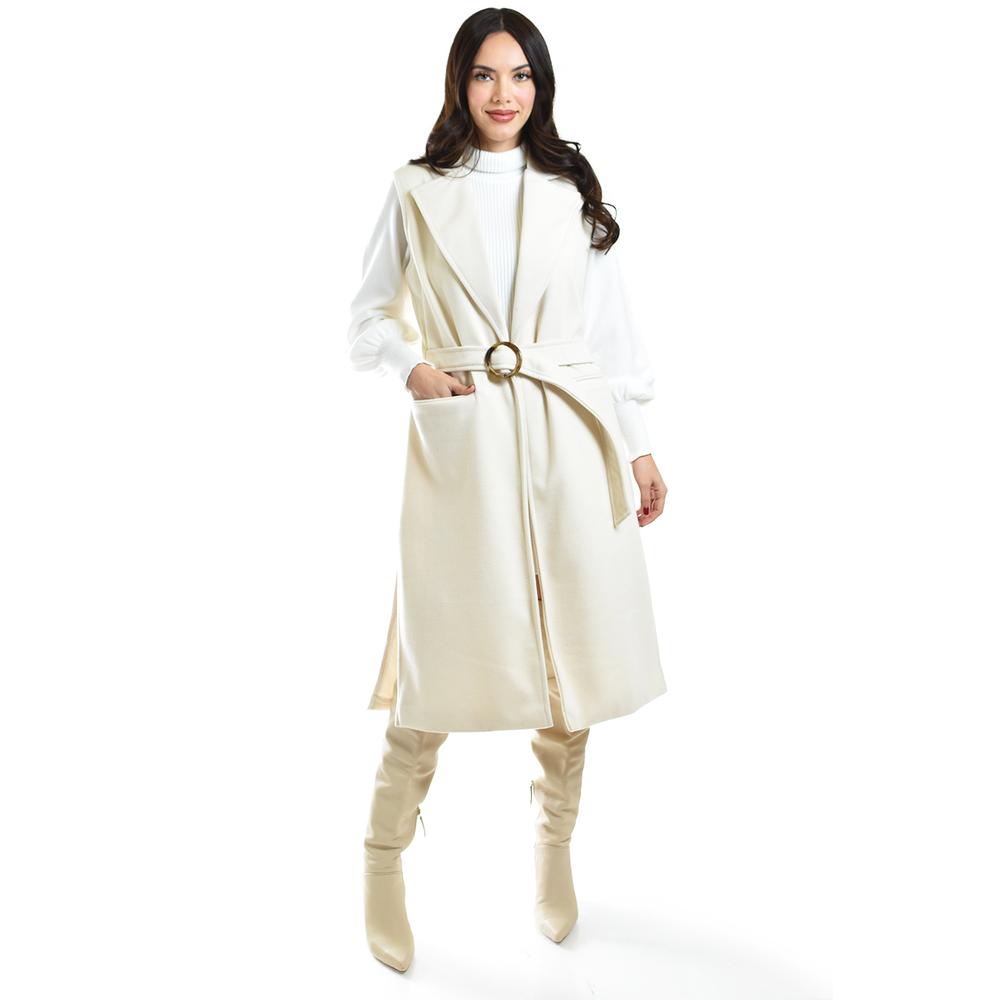 Foto 1 | Chaleco Largo Con Textura Roman Fashion /juvenil, 2056 (hueso) Beige