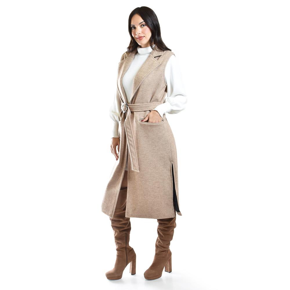 Foto 1 | Chaleco Largo Con Textura Roman Fashion /juvenil, 2056 (cafe) Cafe