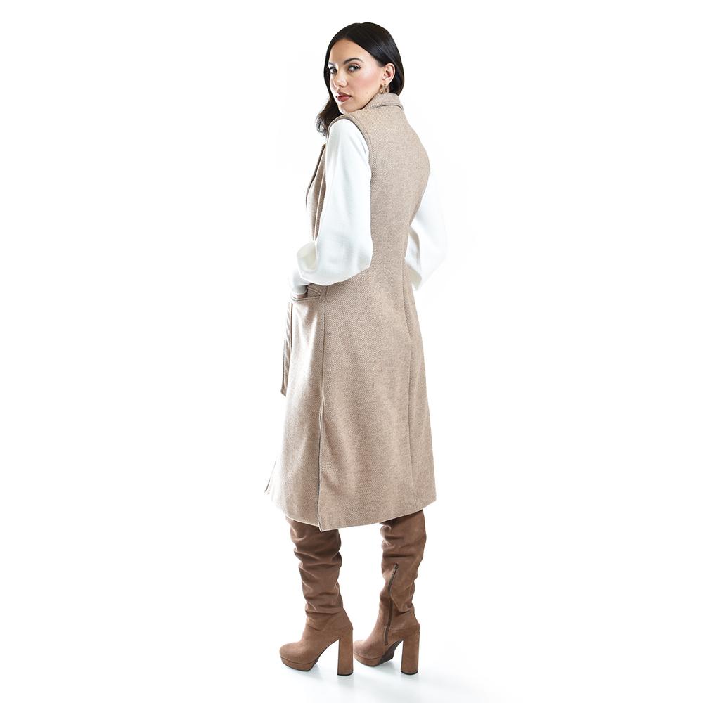 Foto 4 pulgar | Chaleco Largo Con Textura Roman Fashion /juvenil, 2056 (cafe) Cafe